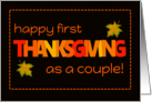 First Thanksgiving as a Couple with Word Art Fall Colours Leaves card