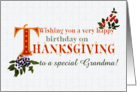 For Grandma Thanksgiving Birthday with Fall Berries and Word Art card