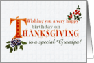 For Grandpa Thanksgiving Birthday with Fall Berries and Word Art card