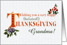 For Grandma Belated Thanksgiving Wishes with Fall Berries and Word Art card