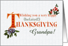 For Grandpa Belated Thanksgiving Wishes with Fall Berries and Word Art card