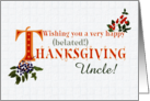 For Uncle Belated Thanksgiving Wishes with Fall Berries and Word Art card