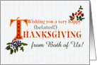 Belated Thanksgiving from Both of Us with Fall Berries and Word Art card