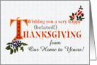Belated Thanksgiving From Our Home to Yours Fall Berries and Word Art card