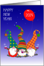 New Year in English Language with Three Cute Nordic Gnomes card