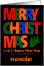 For Fiancee Merry Christmas with Colorful Text and Christmas Tre card