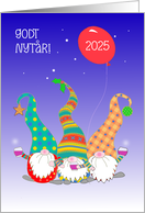 New Year in Danish Language with Three Cute Nordic Gnomes Blank Inside card