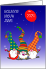 New Year in Dutch Language with Three Cute Nordic Gnomes Blank Inside card