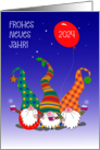 New Year in German Language with Three Cute Nordic Gnomes Blank Inside card