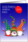 New Year Polish Language with Three Cute Nordic Gnomes Blank Inside card