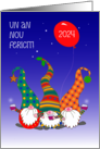 New Year Romanian Language with Three Cute Nordic Gnomes Blank Inside card
