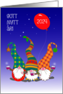 New Year Swedish Language with Three Cute Nordic Gnomes Blank Inside card