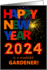 For Gardener Happy New Year Bright Lettering and Fireworks card