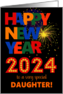 For Daughter Happy New Year Bright Lettering and Fireworks card