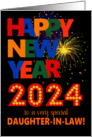 For Daughter in Law Happy New Year Bright Lettering and Fireworks card