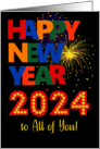 Happy New Year to All of You Bright Lettering and Fireworks card