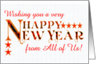 Happy New Year From All of Us with Tartan Word Art and Stars card