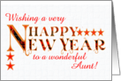 For Aunt Happy New Year with Tartan Word Art and Stars card
