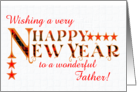 For Father Happy New Year with Tartan Word Art and Stars card