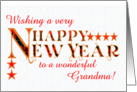 For Great Grandma Happy New Year with Tartan Word Art and Stars card