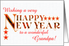 For Great Grandpa Happy New Year with Tartan Word Art and Stars card