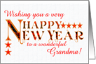 For Grandmother Happy New Year with Tartan Word Art and Stars card