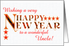 For Uncle Happy New Year with Tartan Word Art and Stars card