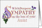 Sympathy for Loss of Aunt with Violets and Word Art card