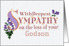 Sympathy for Loss of Godson with Violets and Word Art card