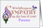 Custom Relation Sympathy for Loss of Parents with Violets and Word Art card