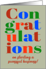 Congratulations on Starting Business with Brightly Coloured Lettering card