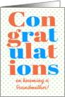 Congratulations on Becoming a Grandmother Peach and Blue Lettering card