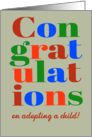Congratulations on Adopting a Child Brightly Colored Retro Lettering card