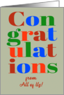 Congratulations From All of Us with Brightly Colorful Lettering card