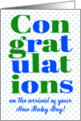 Congratulations on New Baby Boy Blue and Green Lettering card