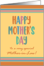 For Mother in Law Mothers Day with Stripes and Modern Lettering card