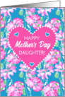 For Daughter on Mothers Day with Heart and Pink Roses on Sky Blue card