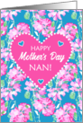 For Grandmother on Mothers Day with Heart and Pink Roses on Sky Blue card