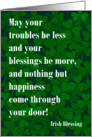 St Patrick’s Day Irish Blessing on Green Shamrock Pattern in White Let card