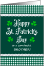 For Brother St Patrick’s Day with Shamrocks and Green Checks card