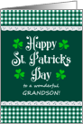 For Grandson St Patrick’s Day with Shamrocks and Green Checks card