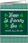 St Patrick’s Day From All of Us with Shamrocks and Green Checks card