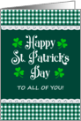 St Patrick’s Day to All of You with Shamrocks and Green Checks card