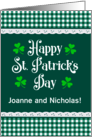 Custom Name St Patrick’s Day with Shamrocks and Green Checks card