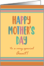 For Aunt Mothers Day with Stripes and Coloured Modern Lettering card