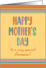 For Cousin Mothers Day with Stripes and Coloured Modern Lettering card