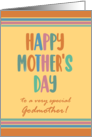 For Godmother Mothers Day with Stripes and Coloured Lettering card