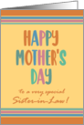For Sister in Law Mothers Day with Stripes and Coloured Lettering card