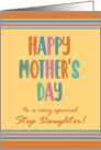 For Stepdaughter Mothers Day with Stripes and Coloured Lettering card