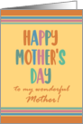 For Mother Mothers Day with Stripes and Coloured Lettering card